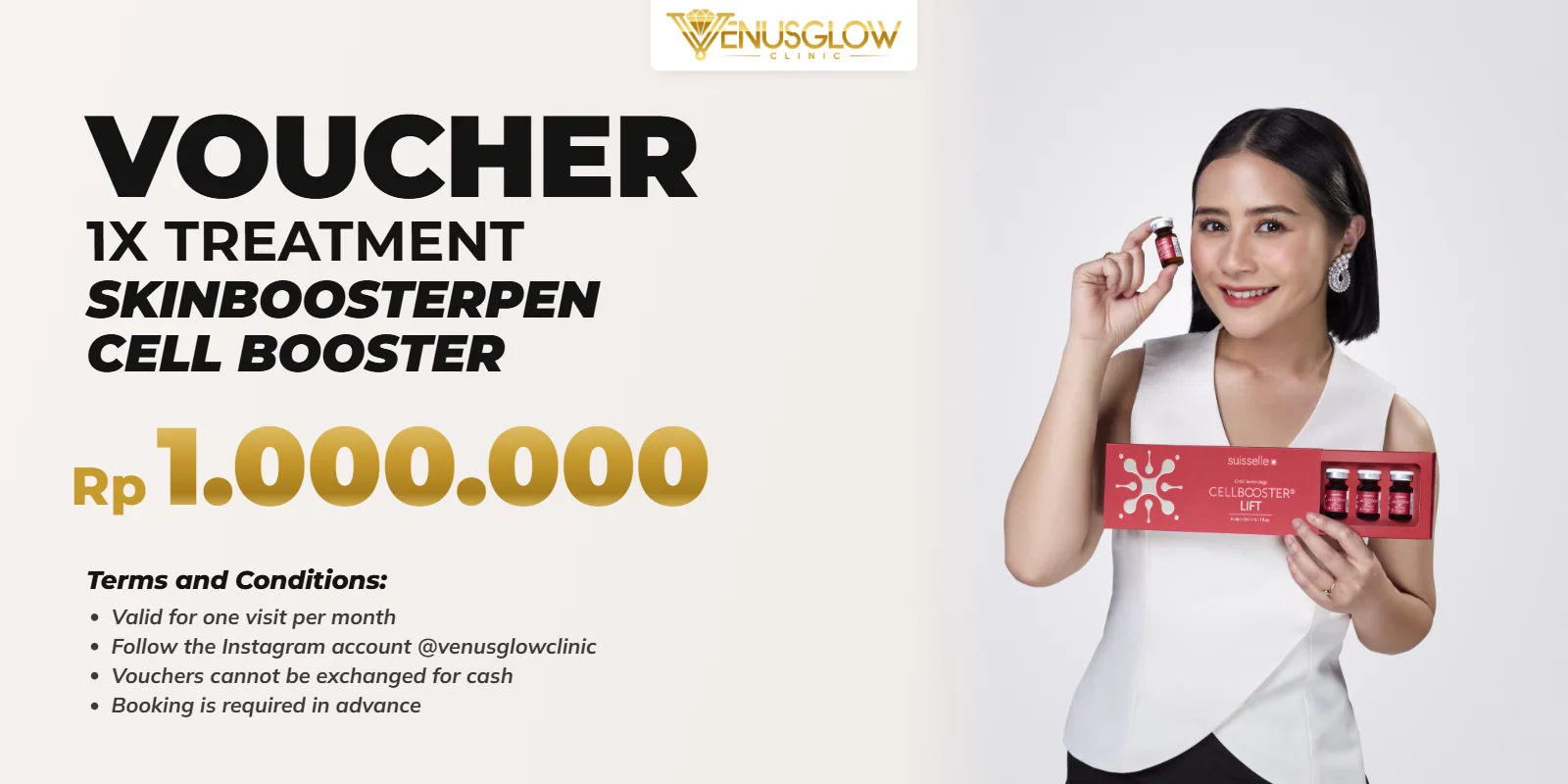 Voucher 1x Treatment Skinbooster Pen Cell Booster Rp 1.000.000 di Venus Glow Clinic Surabaya